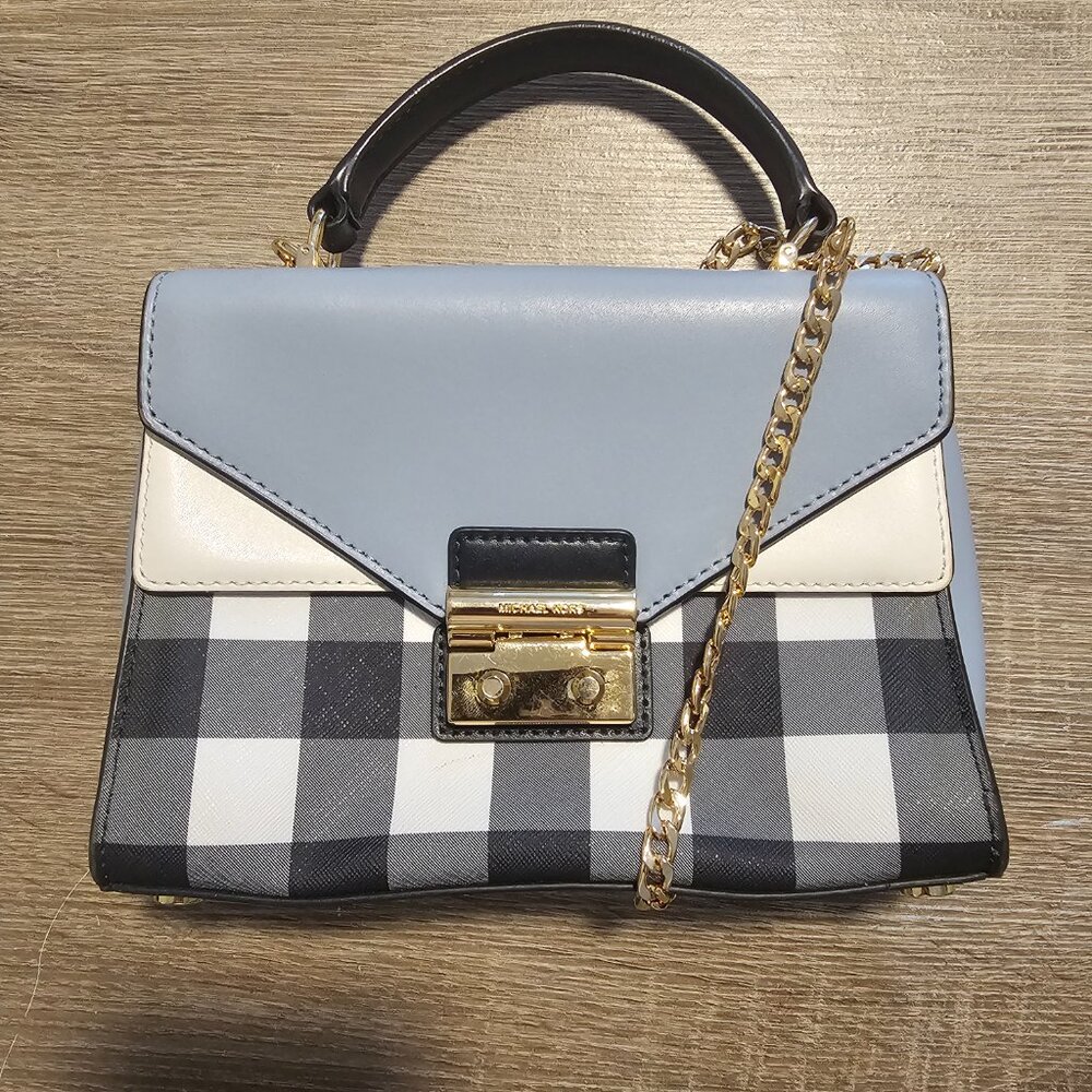 The Michael Kors Gingham Blue Crossbody Bag - Picture 2 of 6